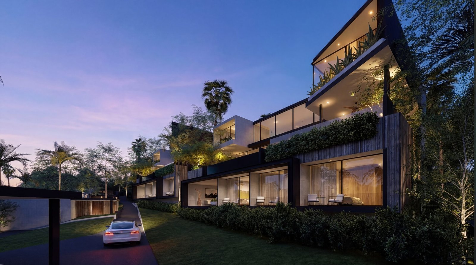 Natural material interior design for a tropical villa