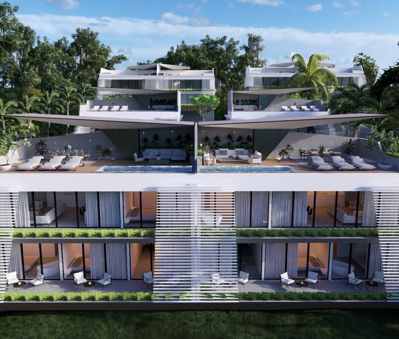 Tropical villa with deep shade, open living and natural ventilation